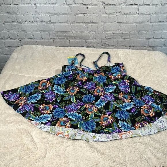 Swim Solutions Tankini Top Swimsuit size 8 Boho Paisley V Neck Underwire NEW - Picture 13 of 16